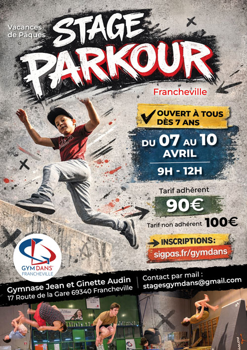 Stage Parkour du 7 au 10 Avril 2026 - Vacances de Pâques
