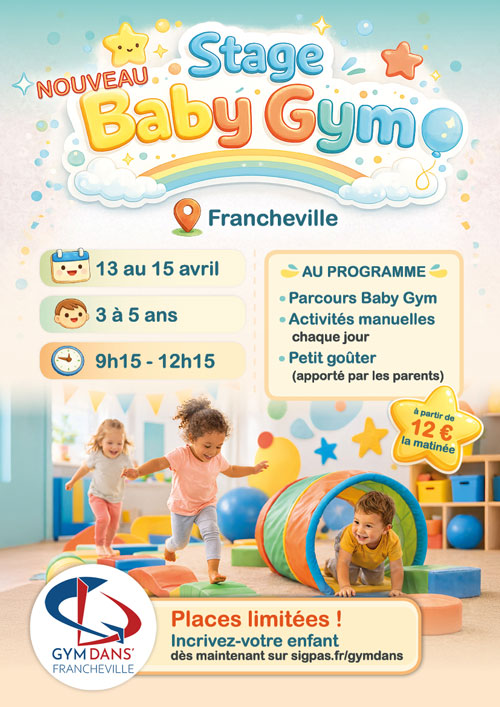 Stage Baby Gym du 13 au 15 avril 2026 – Vacances de Pâques